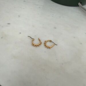 Madewell Gold Beaded Mini Hoop Earrings